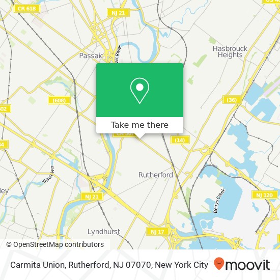Mapa de Carmita Union, Rutherford, NJ 07070