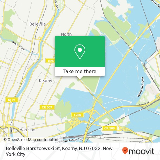 Belleville Barszcewski St, Kearny, NJ 07032 map