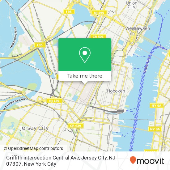 Mapa de Griffith intersection Central Ave, Jersey City, NJ 07307
