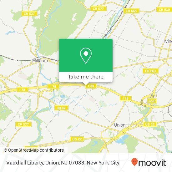 Mapa de Vauxhall Liberty, Union, NJ 07083