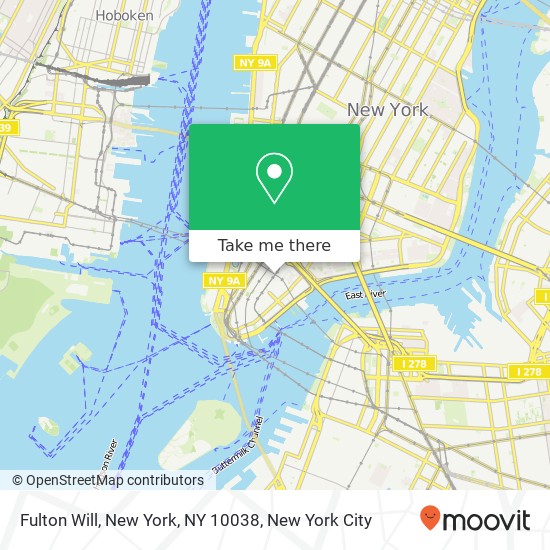 Mapa de Fulton Will, New York, NY 10038