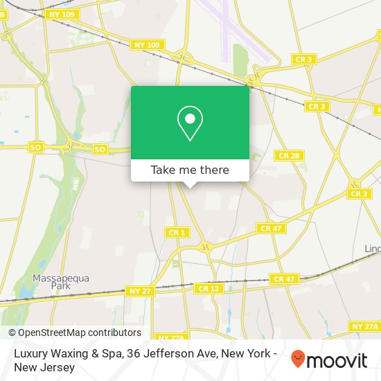 Mapa de Luxury Waxing & Spa, 36 Jefferson Ave