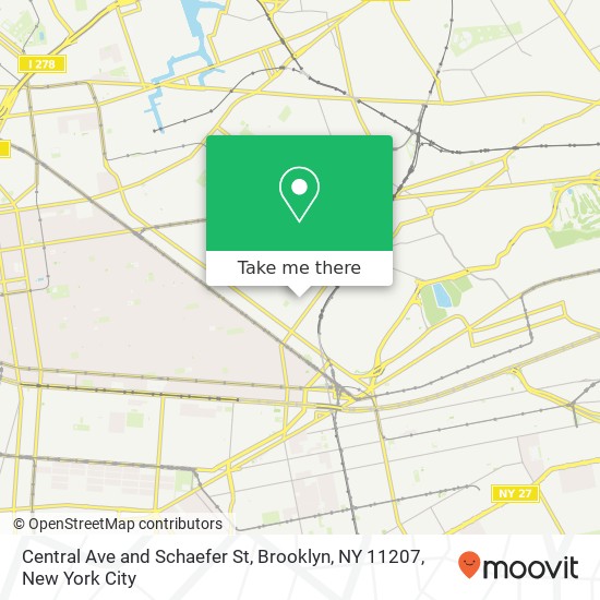 Mapa de Central Ave and Schaefer St, Brooklyn, NY 11207