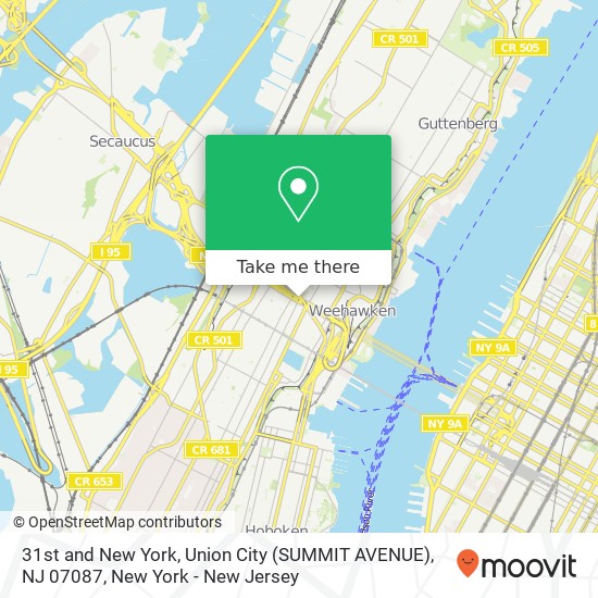 Mapa de 31st and New York, Union City (SUMMIT AVENUE), NJ 07087