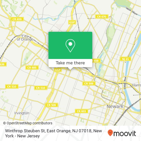 Mapa de Winthrop Steuben St, East Orange, NJ 07018
