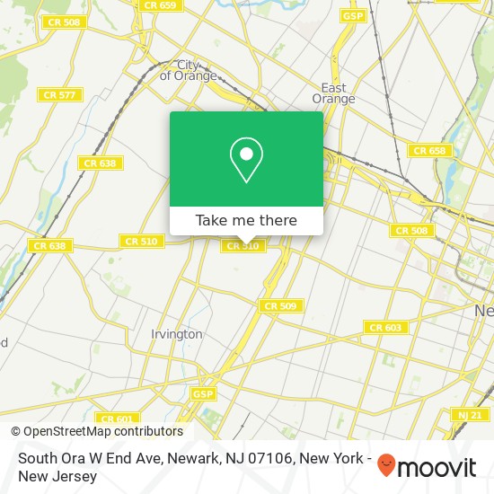 Mapa de South Ora W End Ave, Newark, NJ 07106