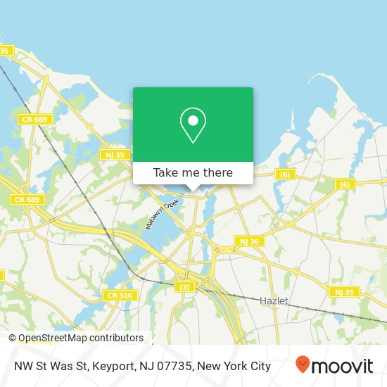 NW St Was St, Keyport, NJ 07735 map