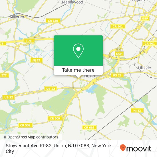 Mapa de Stuyvesant Ave RT-82, Union, NJ 07083