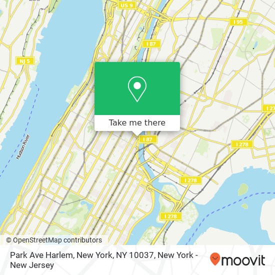 Mapa de Park Ave Harlem, New York, NY 10037