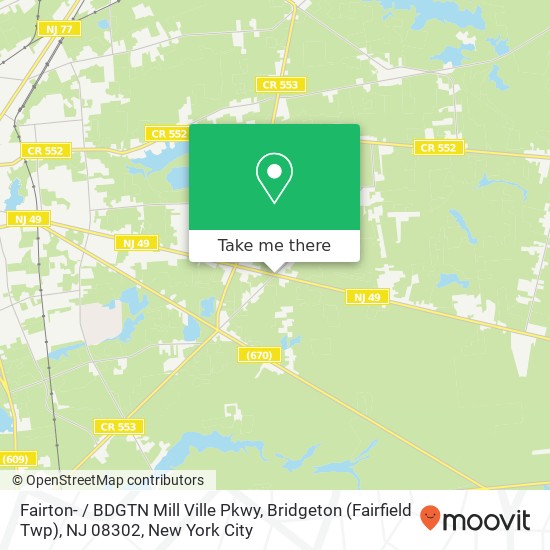 Mapa de Fairton- / BDGTN Mill Ville Pkwy, Bridgeton (Fairfield Twp), NJ 08302