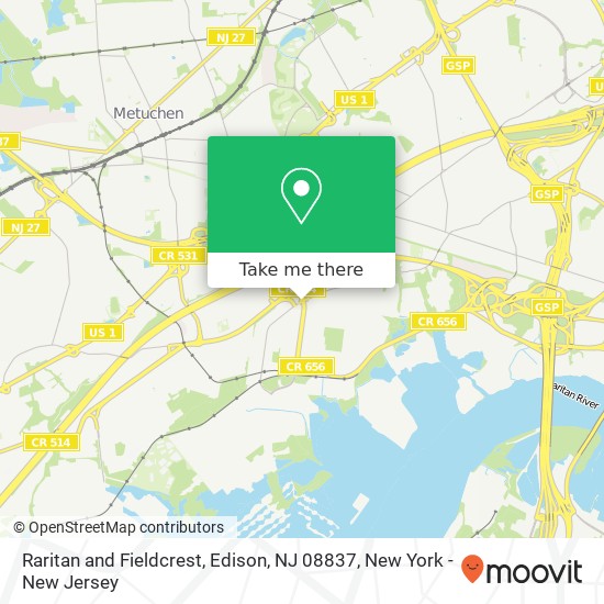 Raritan and Fieldcrest, Edison, NJ 08837 map