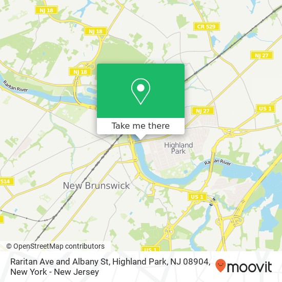 Mapa de Raritan Ave and Albany St, Highland Park, NJ 08904