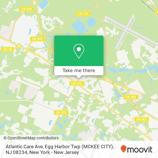 Mapa de Atlantic Care Ave, Egg Harbor Twp (MCKEE CITY), NJ 08234
