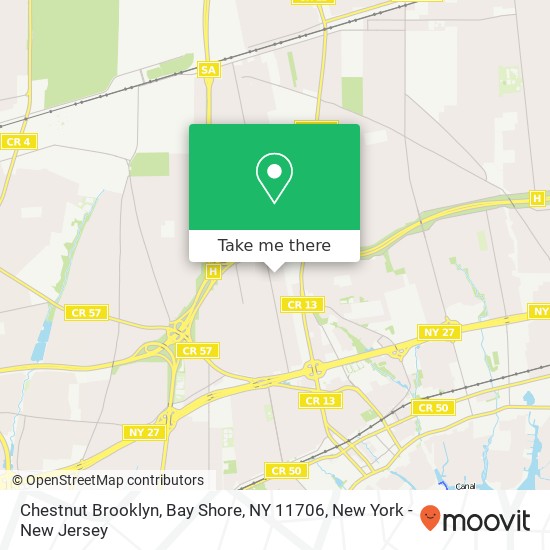 Mapa de Chestnut Brooklyn, Bay Shore, NY 11706