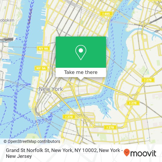 Grand St Norfolk St, New York, NY 10002 map