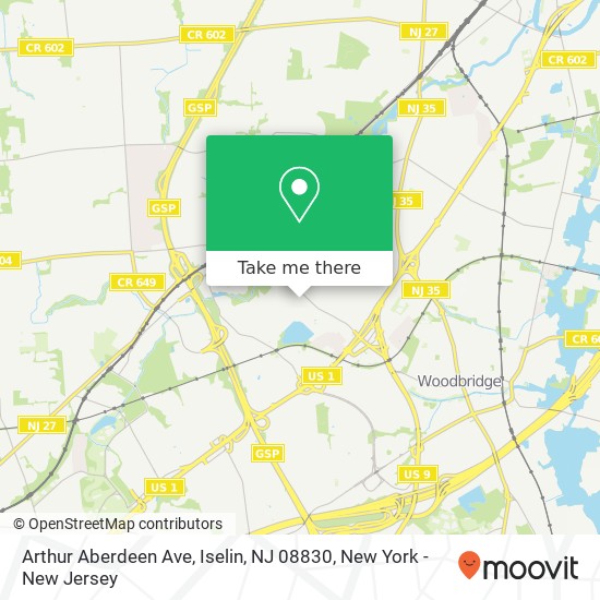 Mapa de Arthur Aberdeen Ave, Iselin, NJ 08830