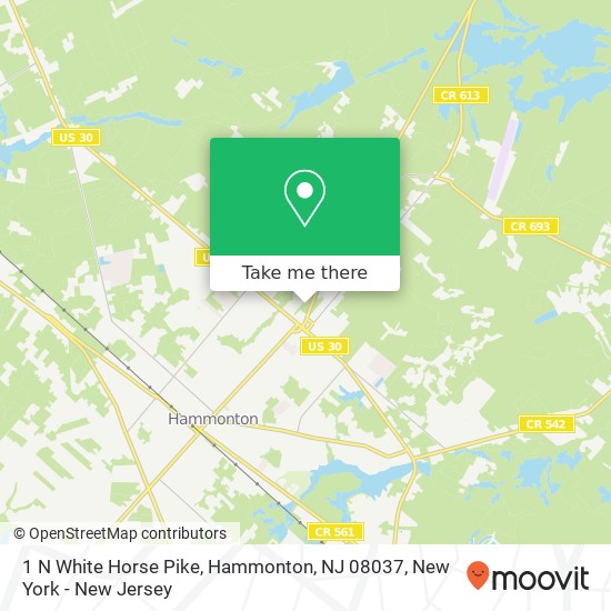Mapa de 1 N White Horse Pike, Hammonton, NJ 08037