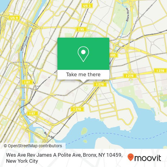 Mapa de Wes Ave Rev James A Polite Ave, Bronx, NY 10459