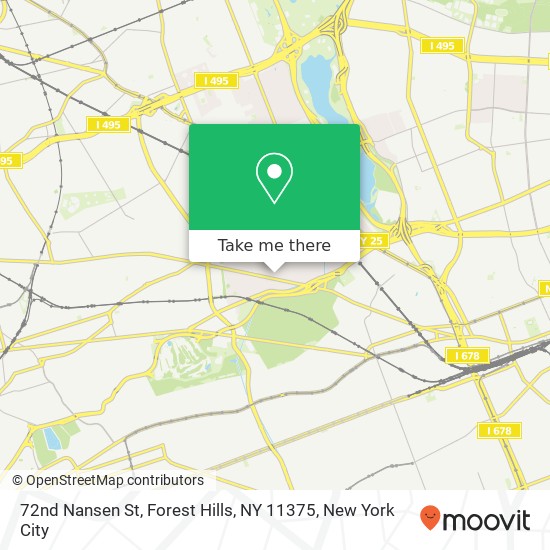 Mapa de 72nd Nansen St, Forest Hills, NY 11375