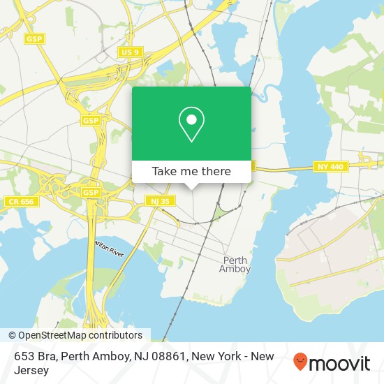 Mapa de 653 Bra, Perth Amboy, NJ 08861