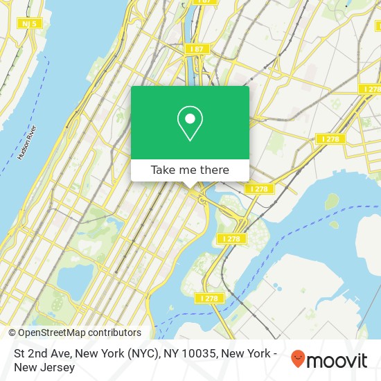 Mapa de St 2nd Ave, New York (NYC), NY 10035