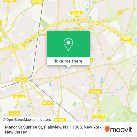 Mapa de Manor St Sunrise St, Plainview, NY 11803