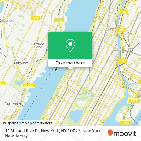 Mapa de 116th and Rive Dr, New York, NY 10027