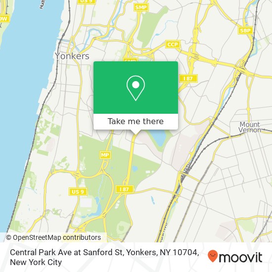 Mapa de Central Park Ave at Sanford St, Yonkers, NY 10704