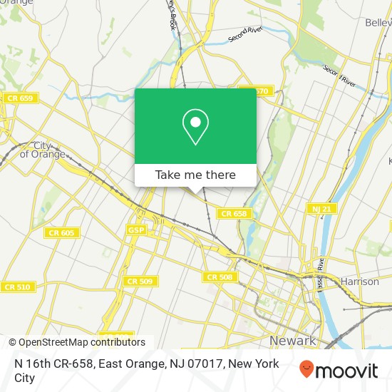 Mapa de N 16th CR-658, East Orange, NJ 07017