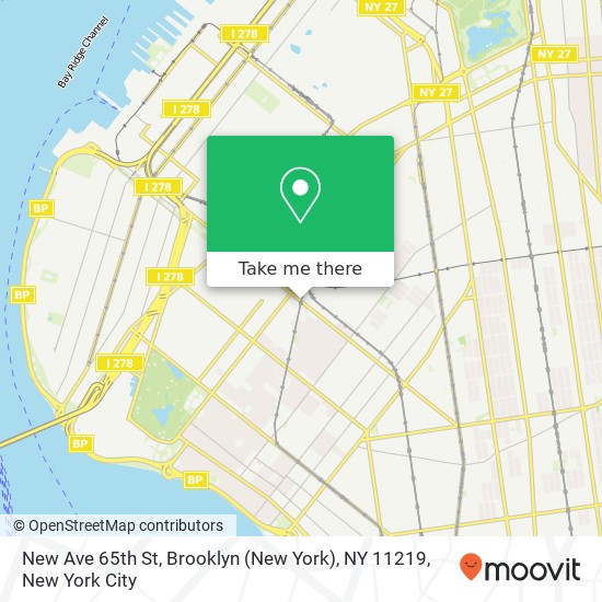 New Ave 65th St, Brooklyn (New York), NY 11219 map