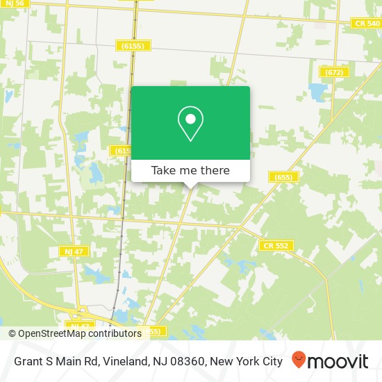 Mapa de Grant S Main Rd, Vineland, NJ 08360