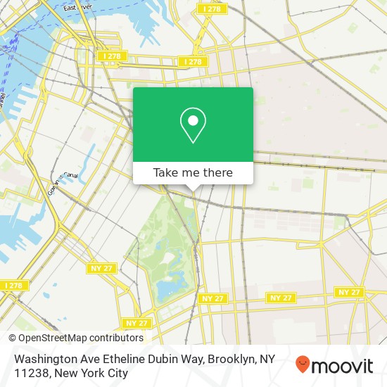 Mapa de Washington Ave Etheline Dubin Way, Brooklyn, NY 11238