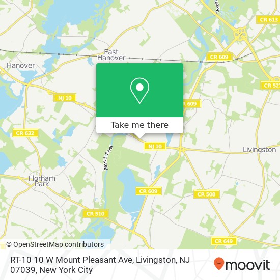 RT-10 10 W Mount Pleasant Ave, Livingston, NJ 07039 map