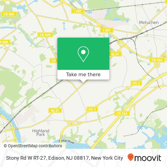 Mapa de Stony Rd W RT-27, Edison, NJ 08817