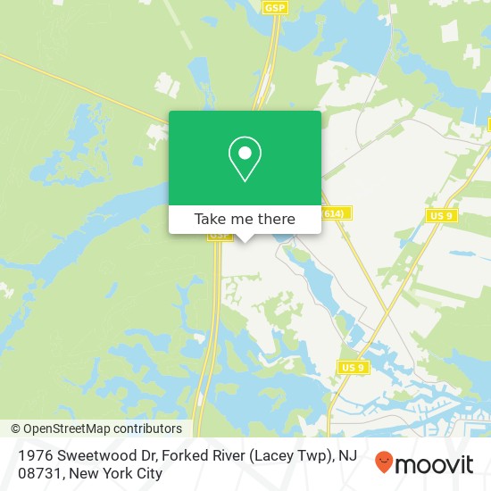 Mapa de 1976 Sweetwood Dr, Forked River (Lacey Twp), NJ 08731