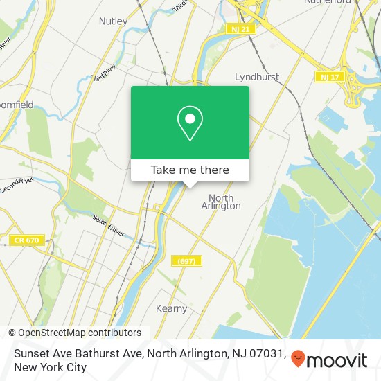 Sunset Ave Bathurst Ave, North Arlington, NJ 07031 map