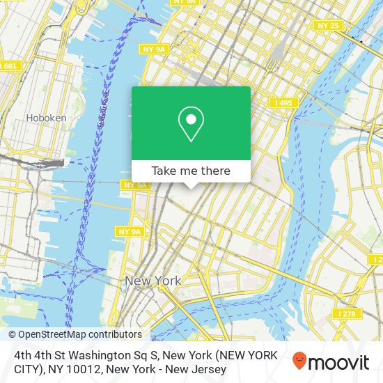 Mapa de 4th 4th St Washington Sq S, New York (NEW YORK CITY), NY 10012