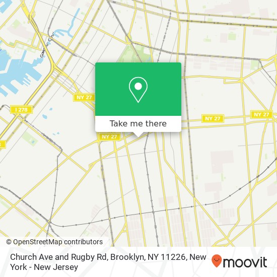 Mapa de Church Ave and Rugby Rd, Brooklyn, NY 11226