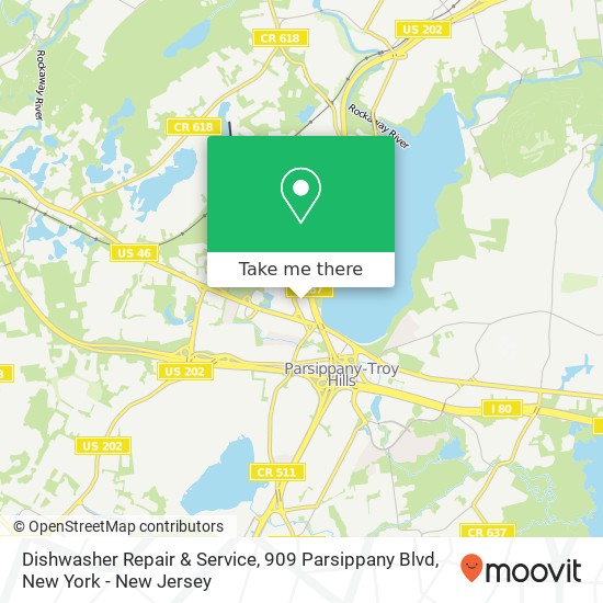 Dishwasher Repair & Service, 909 Parsippany Blvd map