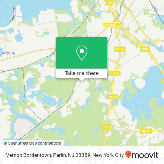 Mapa de Vernon Bordentown, Parlin, NJ 08859