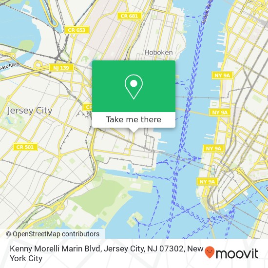 Mapa de Kenny Morelli Marin Blvd, Jersey City, NJ 07302