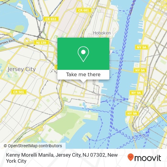 Mapa de Kenny Morelli Manila, Jersey City, NJ 07302