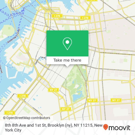 Mapa de 8th 8th Ave and 1st St, Brooklyn (ny), NY 11215