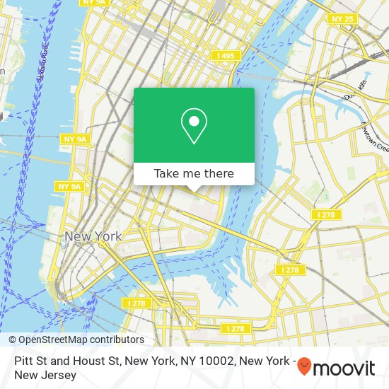 Mapa de Pitt St and Houst St, New York, NY 10002