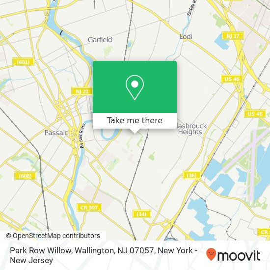 Mapa de Park Row Willow, Wallington, NJ 07057