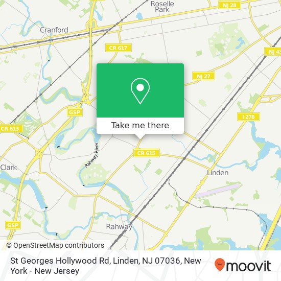 Mapa de St Georges Hollywood Rd, Linden, NJ 07036