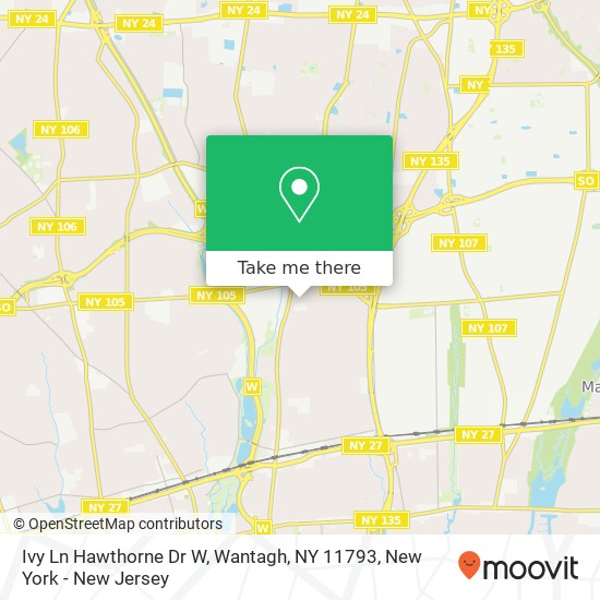 Mapa de Ivy Ln Hawthorne Dr W, Wantagh, NY 11793