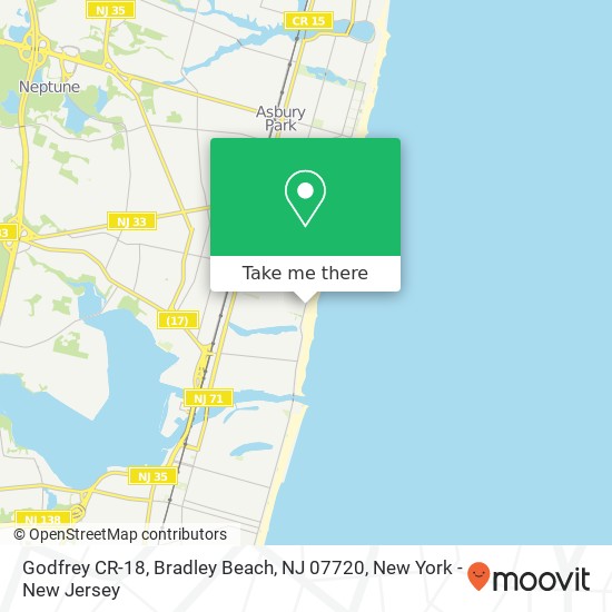 Mapa de Godfrey CR-18, Bradley Beach, NJ 07720