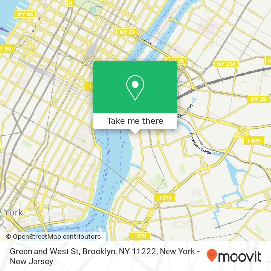 Mapa de Green and West St, Brooklyn, NY 11222