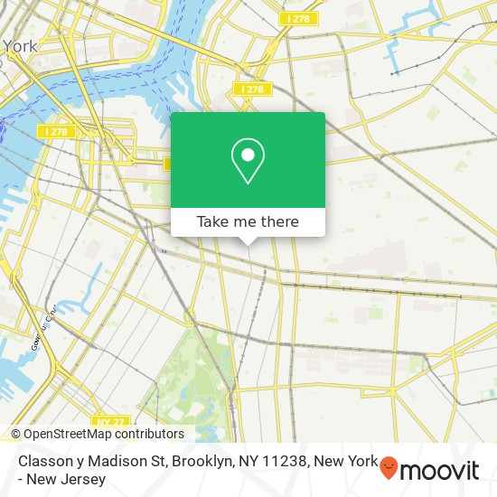 Classon y Madison St, Brooklyn, NY 11238 map